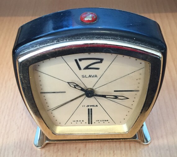 Vintage Soviet Slava 11 Jewels Alarm Clock, Slava Watch, Working
