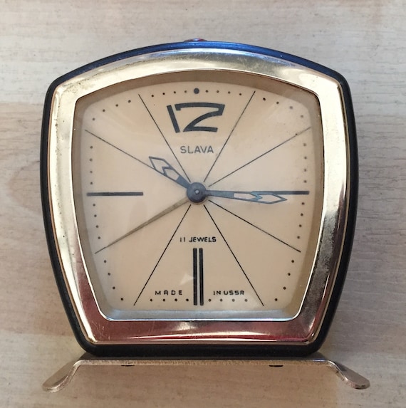 Vintage Soviet Slava 11 Jewels Alarm Clock, Slava Watch, Working