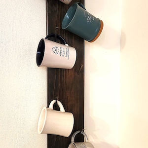 Wall Mug Rack Wooden Kitchen Mug Organizer, Space Saving Storage, Coffee Lover Gift, Rustic Hand-Crafted Decor, Rustic cottage core, mugs