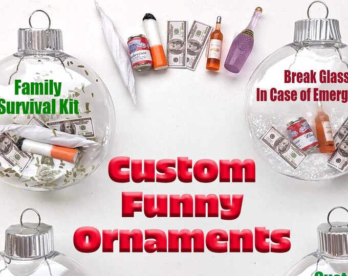 Funny Adult Christmas Ornament Custom Personalized 2023, Beer, Wine, Champagne, Pot Christmas Gift for Friends or Coworker, White Elephant