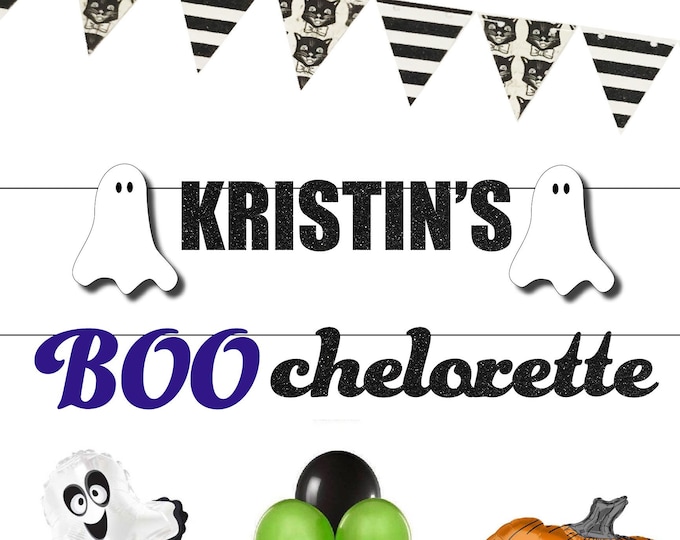 Custom bachelorette banner, BOOchelorette ghost banner, custom party decor ideas, bridal party banner, Halloween Vampire Straws for adults