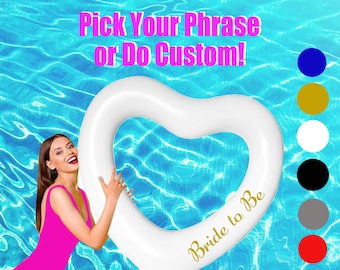 Custom Valentines Gift Pool Float, Bachelorette Party Pool Float, Personalized White Heart Pool Bride to Be, Beach Party Decor Pool Floatie