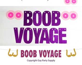 Boob Job Banner Garland, Boob Voyage Banner, Breast Cancer Awareness Party Decor, Lesbian Bachelorette Cruise Party Decorations