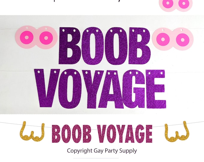 Boob Job Banner Garland, Boob Voyage Banner, Breast Cancer Awareness Party Decor, Lesbian Bachelorette Cruise Party Decorations