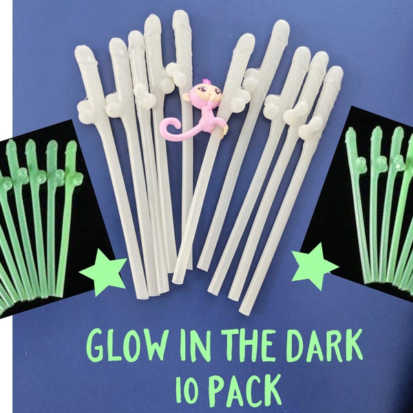 Glow in the DARK Penis Straws, 10+ Dick Halloween Straws, Willy or mixed color, penis straws, dicky straws, Bachelorette Party Straws