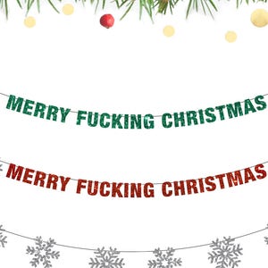 Merry Fucking Christmas Banner Christmas Decor I Hate image 3