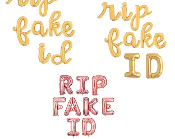 RIP FAKE ID Balloons, 21st Birthday Party, Finally 21 Banner, 21ST Birthday Party Decor for him or Her Decoration Ideas Decorations