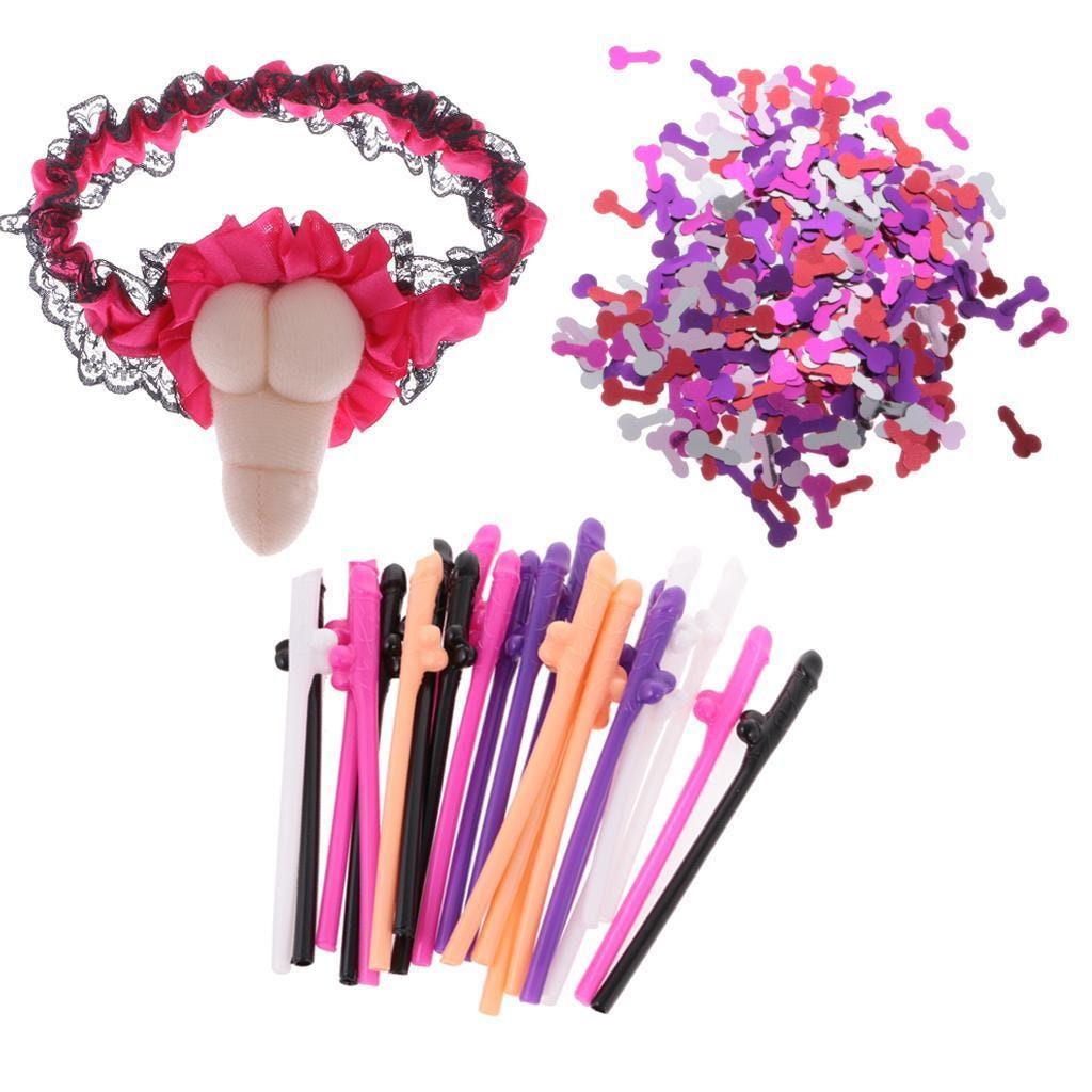  1 Big Party Penis Straws 30pcs Confetti Pack - Funny