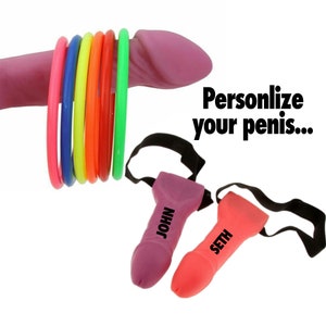 Bachelorette Dick / Penis Ring Toss SET of 2 dicks Party Games Dirty, Funny Drinking Games for Adults, Gifts Naughty, Penis Hoopla Game afbeelding 2