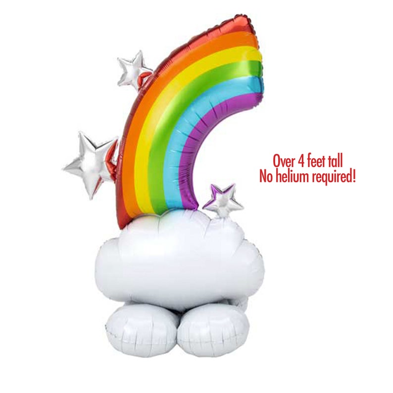 May include: A large rainbow balloon with a cloud and stars. The rainbow is over 4 feet tall and does not require helium.
