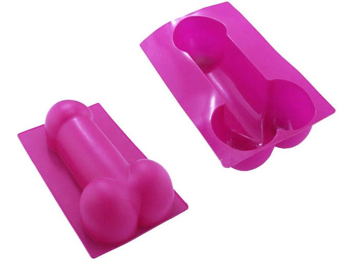 Big Pink Non Stick Silicone Penis & Balls Cake Mold, USA Jello Mold Willy, Ladies Night Cooking Birthday Party Dick