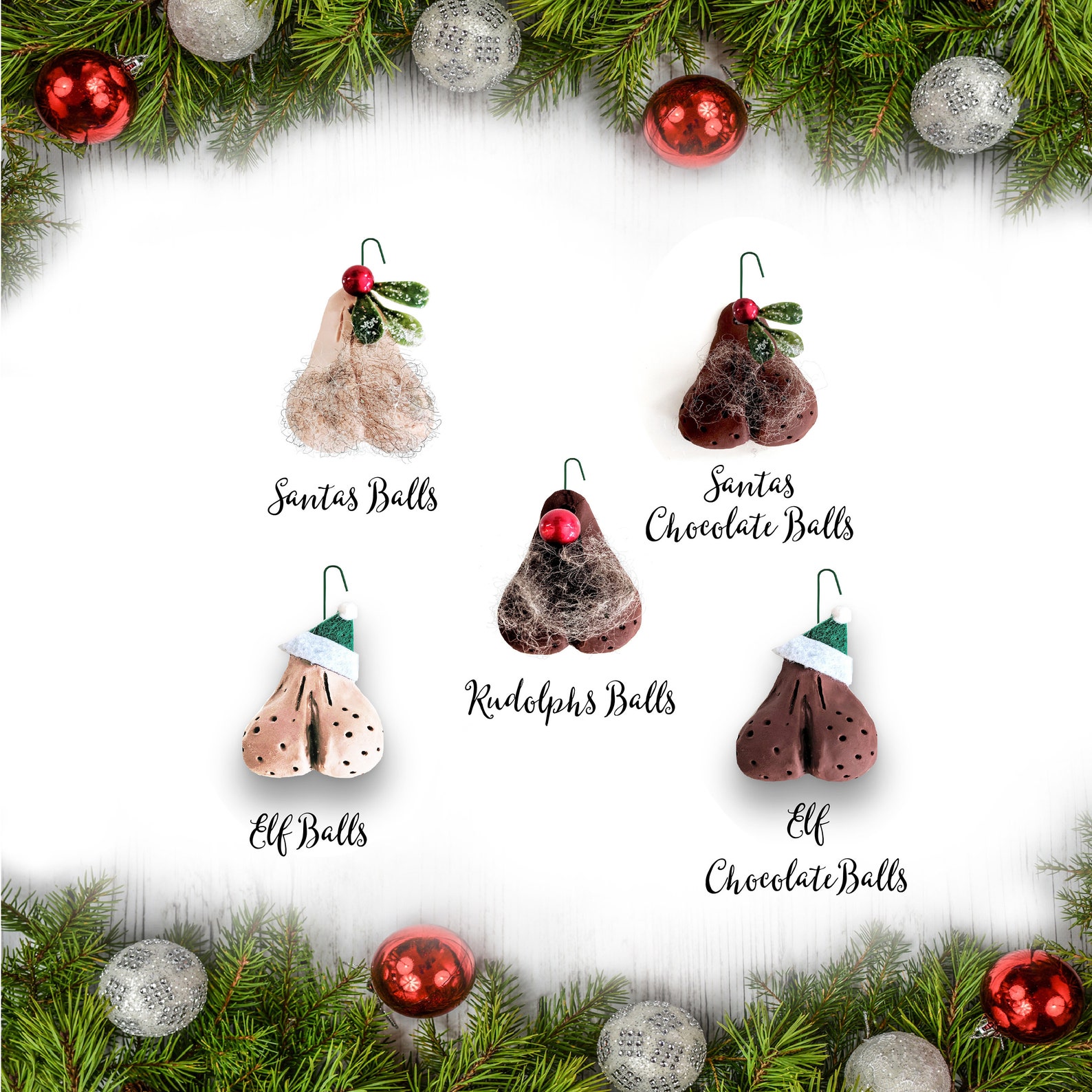 Santa's Balls Christmas ornament tree decorations naughty  Etsy