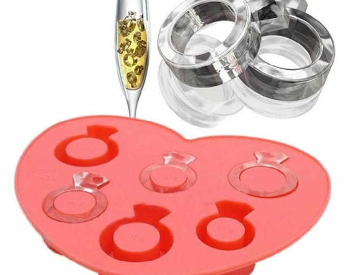 Diamond Ring Mold Tray, Chocolate, Resin, Ice, Engagement Ring Mold, Silicone 3D Ring Mold, Valentines Bachelorette Fondant, Ring Candle