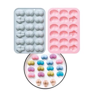 Funny Butt Silicone Mold for candy, cakes, ice, soap, jelly candy, fondant for a bachelorette party, lingerie or bridal shower, lesbian cake