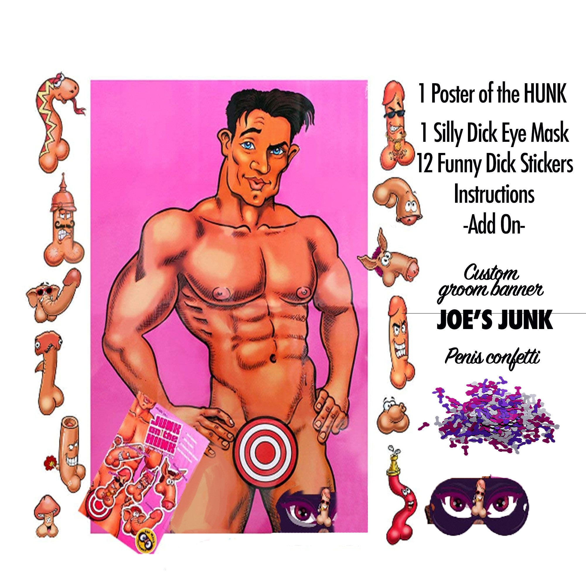 Pin the Junk on the Hunk Bachelorette Game Girls Night Out - Etsy