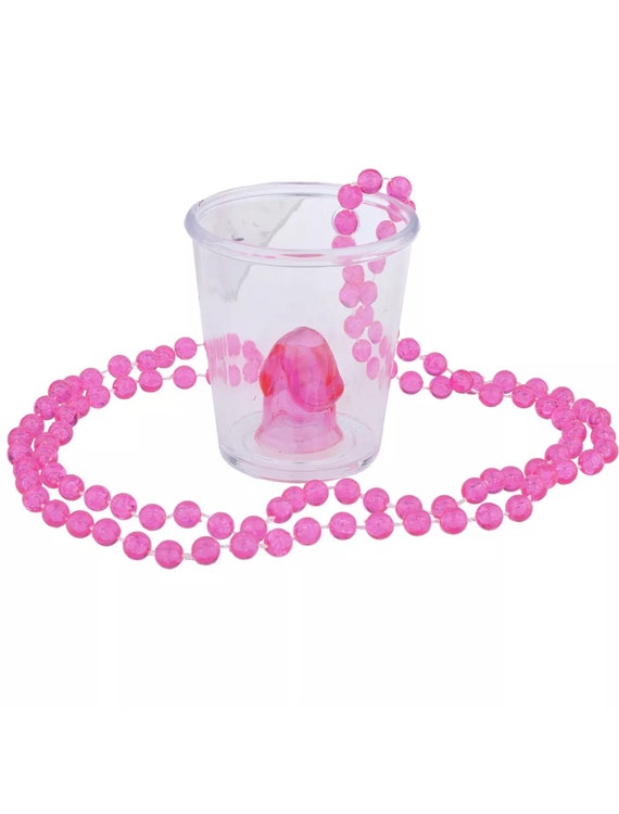 Mens Willy Shotglass Necklace 90cm Pink Saucy Goods Male Halloween Costume Mens Willy Shotglass Necklace 90cm Pink Saucy Goods Male Halloween Costume