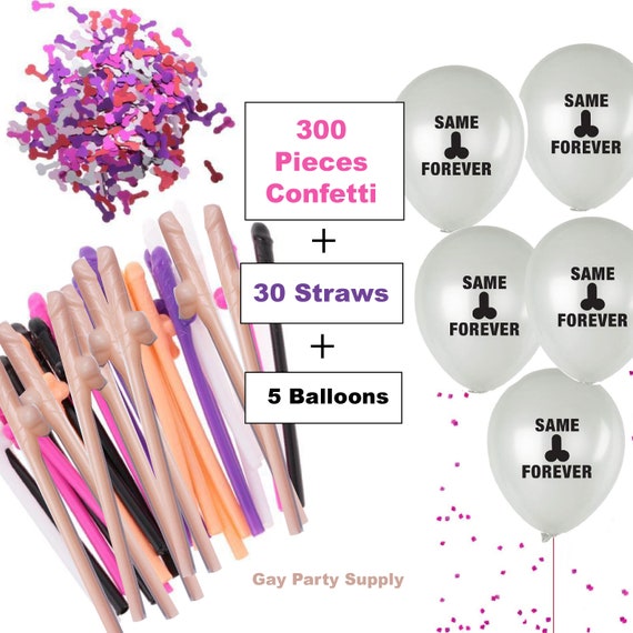 Penis Straws And Balloons And Confetti Bachelorette Party Etsy