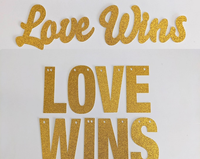 Love Wins glitter banner, Gay marriage banner, Wedding Decoration, Lesbian Wedding Banner, Gay LOVE Banner, Love Conquers all Banner