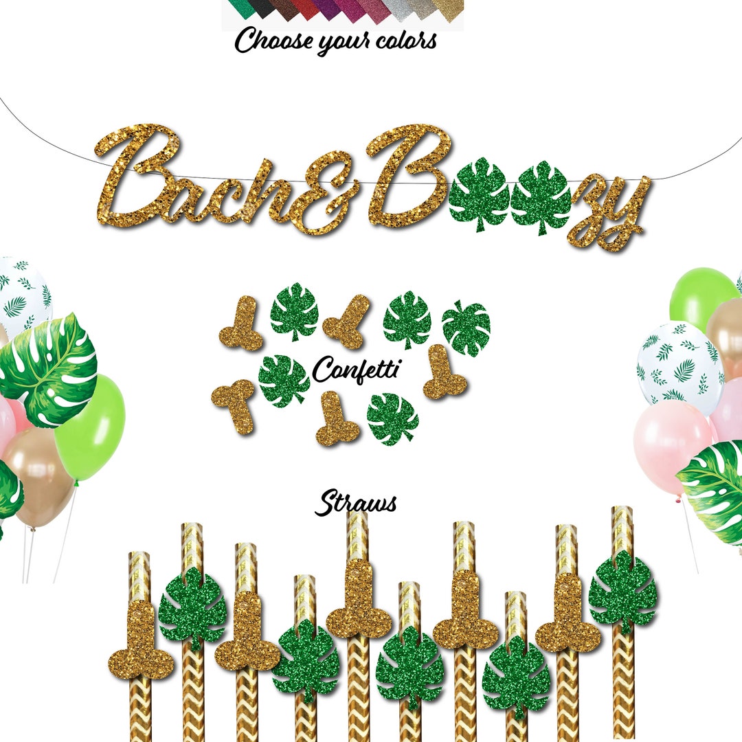 Bachelorette Party Penis Straws, Bach and Boozy Banner, Palm Leaf ...