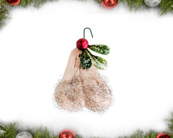 Santa's Balls Christmas ornament tree decorations, naughty nut sack, scrotum, funny gift exchange party ideas for him/her, white elephant