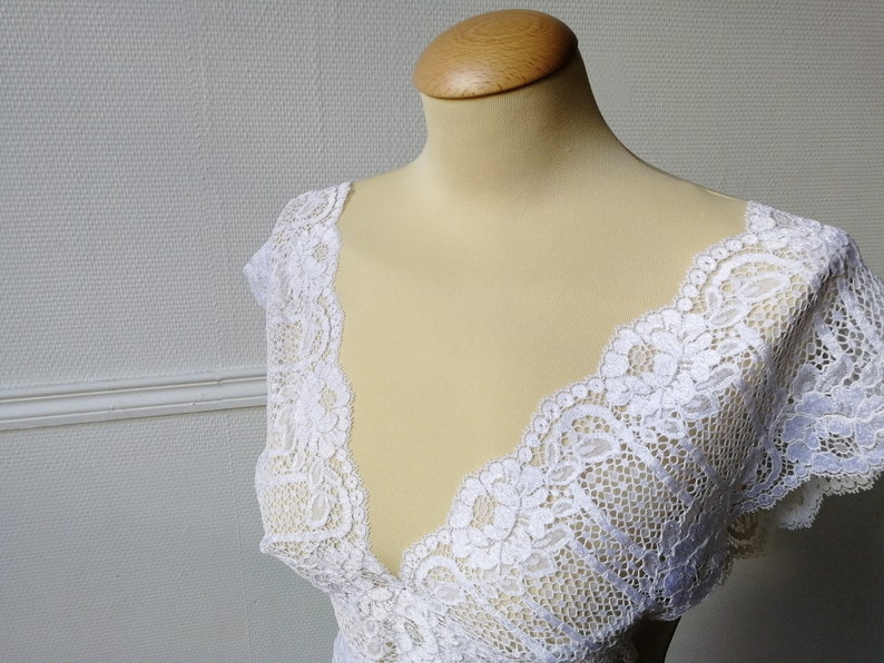 Dentelle de Calais blanche stretch pour robe de mariée et lingerie bande de dentelle blanche image 4