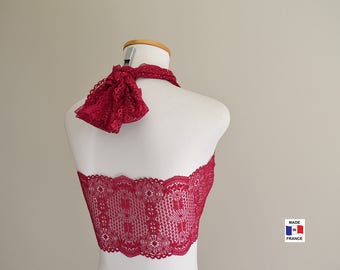 Dentelle de Calais stretch rouge pour lingerie et prêt à porter - vendue au mètre