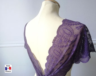 Dentelle de Calais stretch violet, dentelle au metre, bande de dentelle