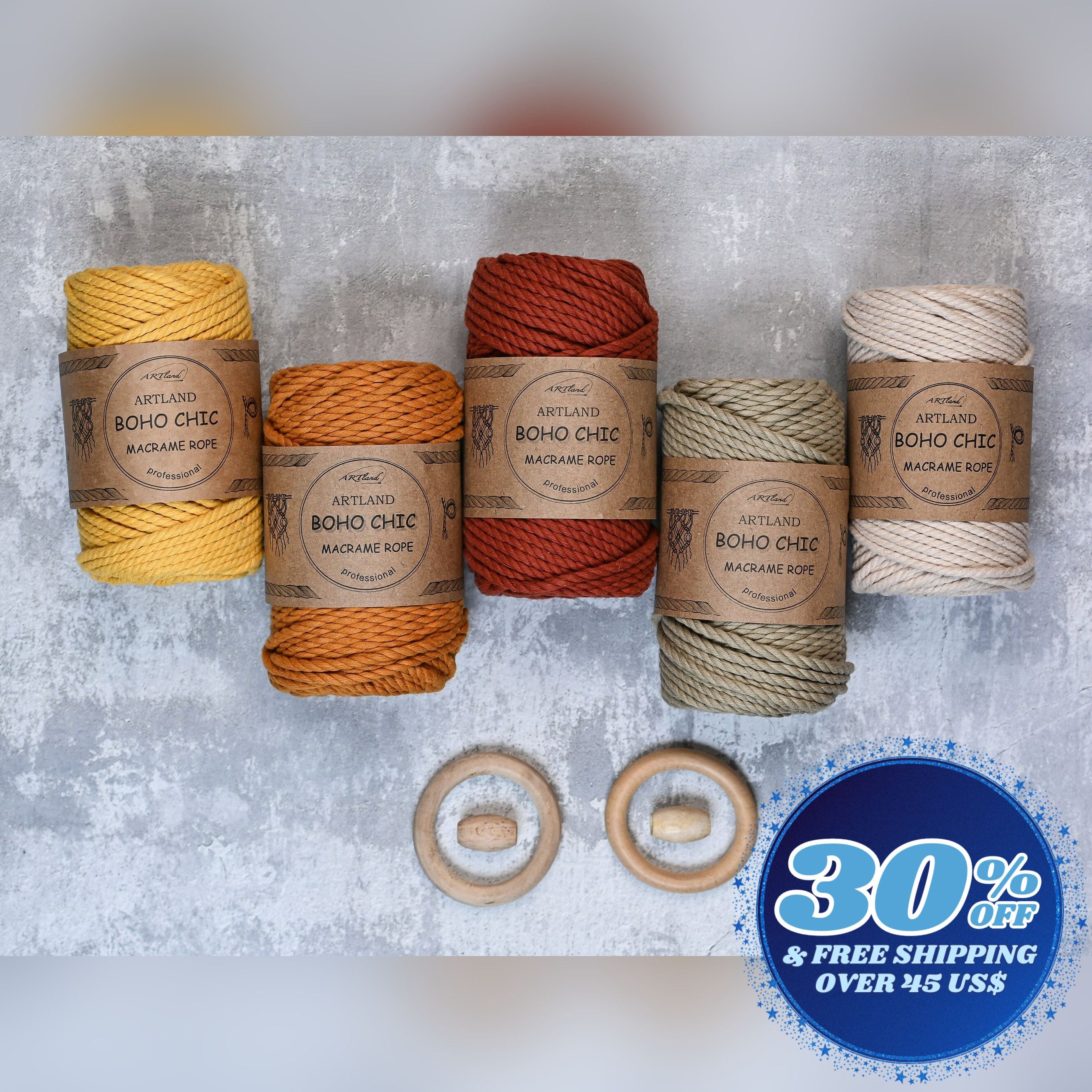 Bulk 400m Macrame Cotton Cord 4mm 3-ply 400m 3 Strand Cotton Macrame Rope,  Weaving Strong Yarn String Macrame Rope Corde 