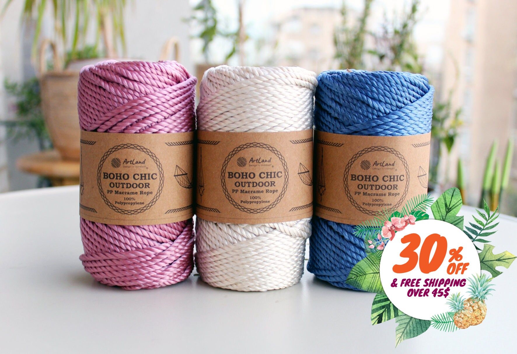 4mm Macrame Cord, Macrame Polyester Rope, Crochet Rope, Knitting Rope,  Macrame Yarn 4mm, Braided Rope, Macrame String, Macrame Supplies 