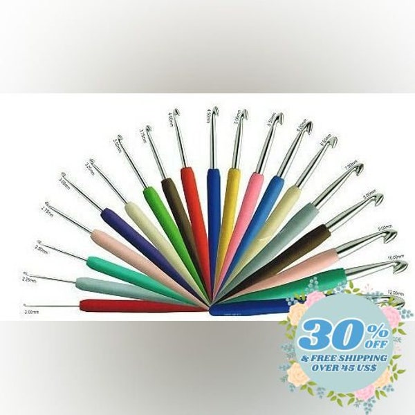 KnitPro crochet hooks with a silicon handle sizes 0.5 mm to 12 mm