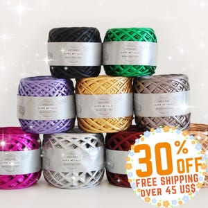 Metallic tshirt yarn, Bigger ball size 250 gr! glossing yarn, metallic knitting yarn, shiny t-shirt ,  metallic yarn for bags, DIY bag