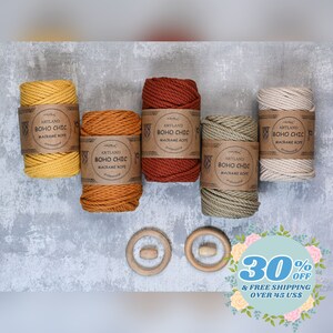 Boho Chic - 4 mm Premium Macrame cotton rope - 3 strand (3 ply) for precision and definition - 250 gr - 45 meters
