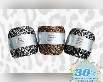 Leopard pattern Metallic glossing t-shirt yarn,leopard  metallic, 180 gr metallic knitting yarn, shiny t shirt, metallic yarn for bags