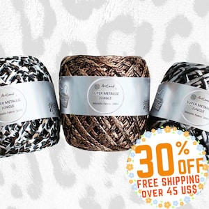 Leopard pattern Metallic glossing t-shirt yarn,leopard  metallic, 180 gr metallic knitting yarn, shiny t shirt, metallic yarn for bags