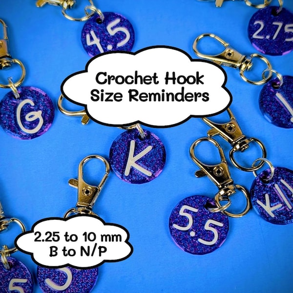 Reminders for Crochet Hook Sizes - 3D Printed - Dual Colour, Double-Sided (2.25mm-10mm)