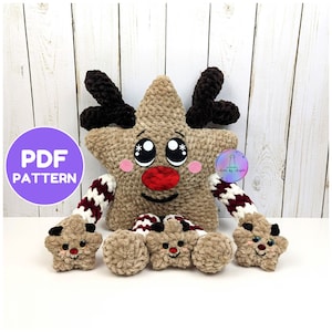 Stars CROCHET PATTERN Bundle - Remi the Reindeer, Sammy the Snowman and Sparkle the Star (SVGs included)