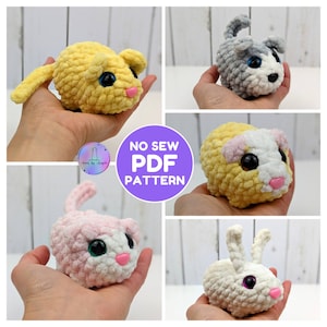 Crochet PATTERNS Bundle - 5 No-Sew Mini Pets