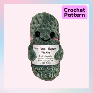 Emotional Support Pickle, Crochet Handmade Smile Sour Positive