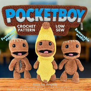 Patrón PDF de ganchillo de baja costura para disfraz de Niño de bolsillo con plátano