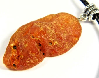 Natural raw Baltic Amber women's pendant brown color 3700