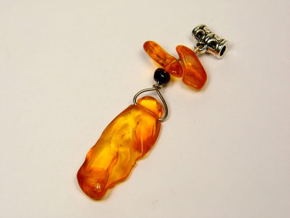 Baltic Amber Pendant Brown Cognac Transparent Natural Stone Genuine Gemstone A0264