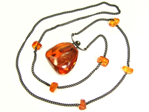 Natural Baltic Amber women's pendant 26gr vintage retro A0012