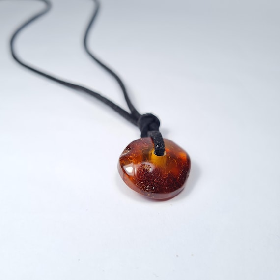 Baltic Amber Donut Pendant Brown Cognac Transparent Natural A0393