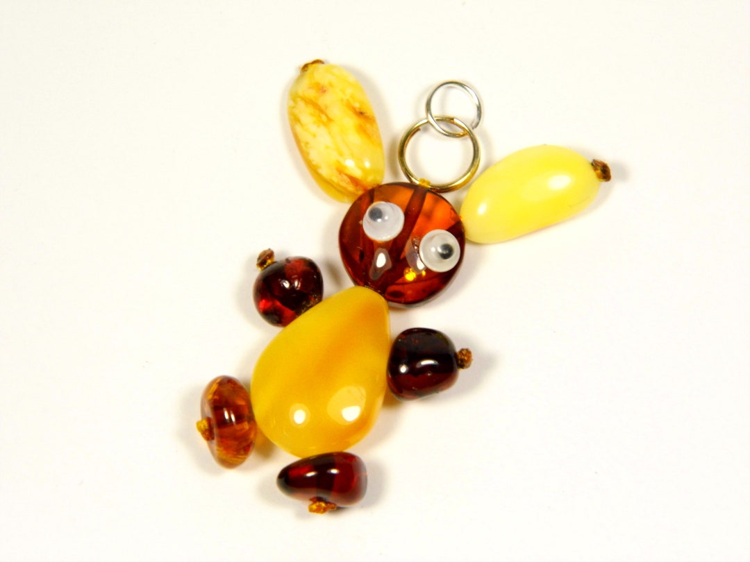Baltic Amber Bunny Rabbit Pendant Multicolor Natural Stone - Etsy