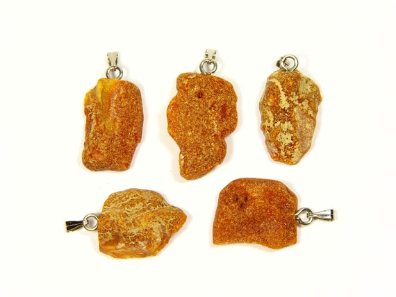 Lot of 5 Baltic Amber Pendants 7.1gr. Brown Women's Raw Natural Gemstone 4461