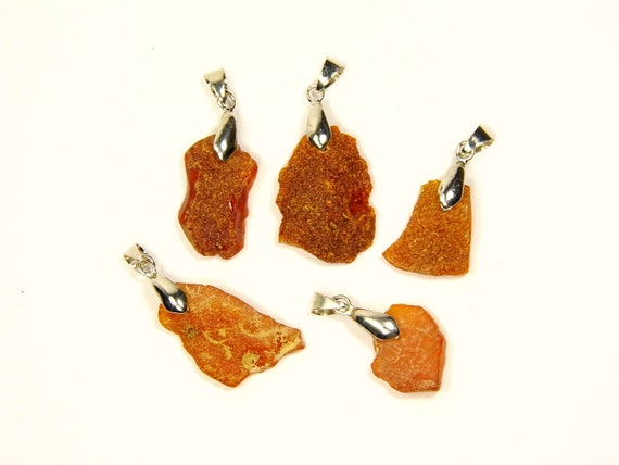 Lot of 5 natural raw Baltic Amber women's pendants 4123