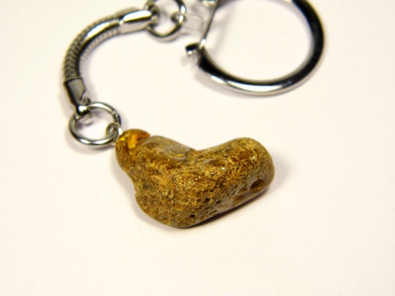 Baltic Amber Keychain Keyring Pendant Charm Souvenir Black Green Natural A0128