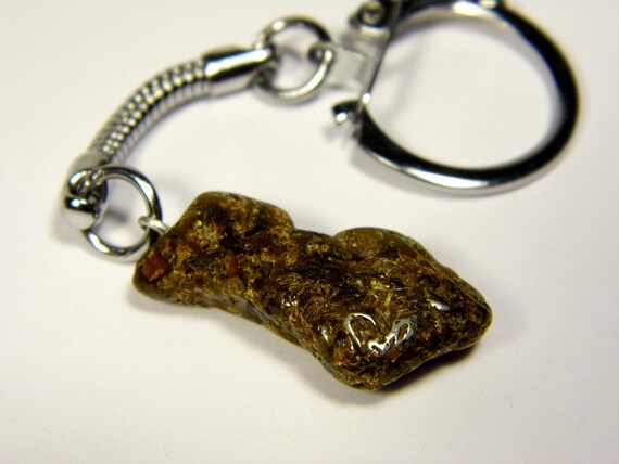 Baltic Amber Keychain Keyring Pendant Charm Souvenir Black Stone Natural 5337