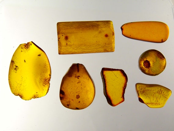 Lot of 7 Vintage Baltic Amber Stones 18gr Brown Cognac Transparent Natural A0031
