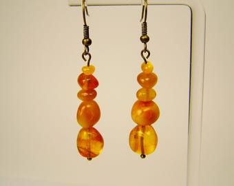 Baltic Amber Dangle Drop Earrings Multicolor Natural Stone Genuine Gemstone A0307